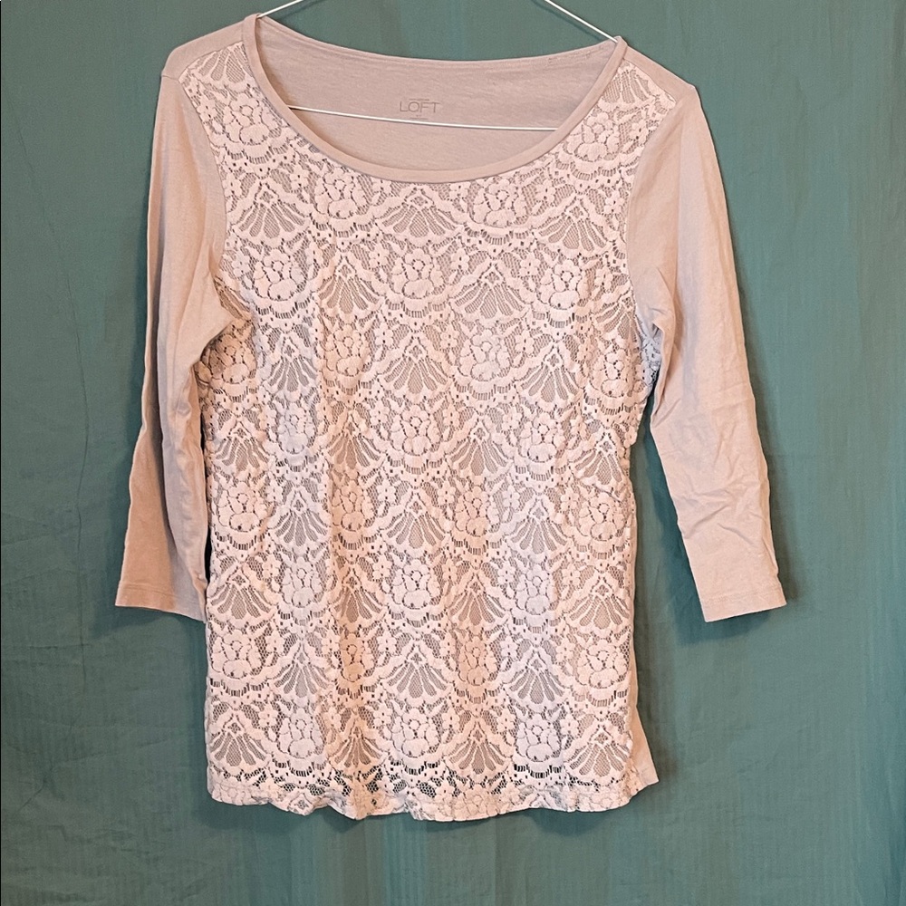 Ann Taylor Loft Elegant Lace Overlay Top